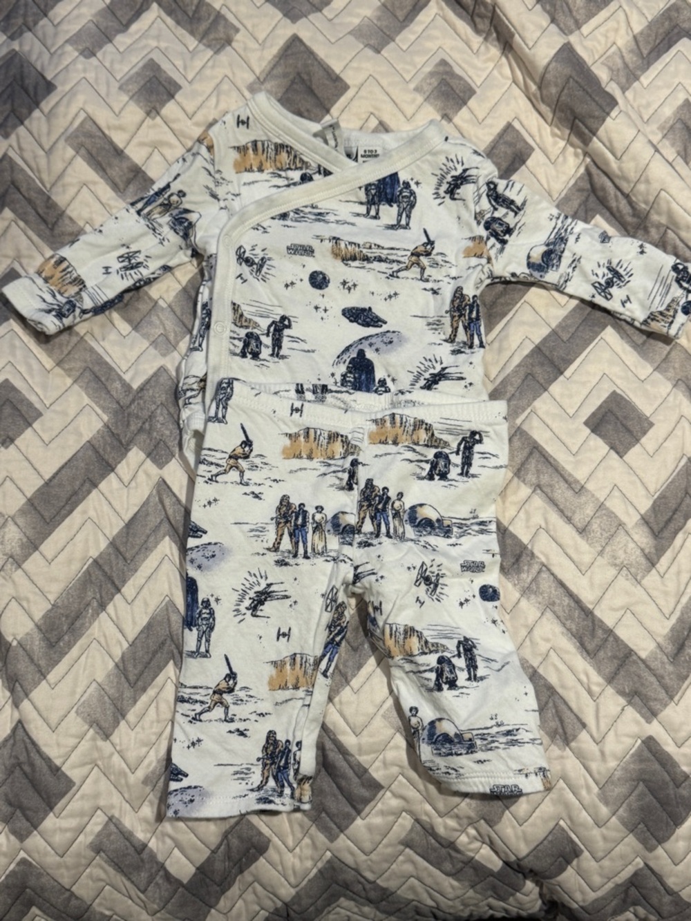 Janie and Jack White and Navy Star Wars Print Baby Matching Set